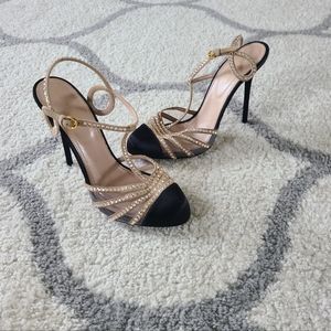Sergio Rossi  Black Rhinestone Heels Size 37 US 6/7